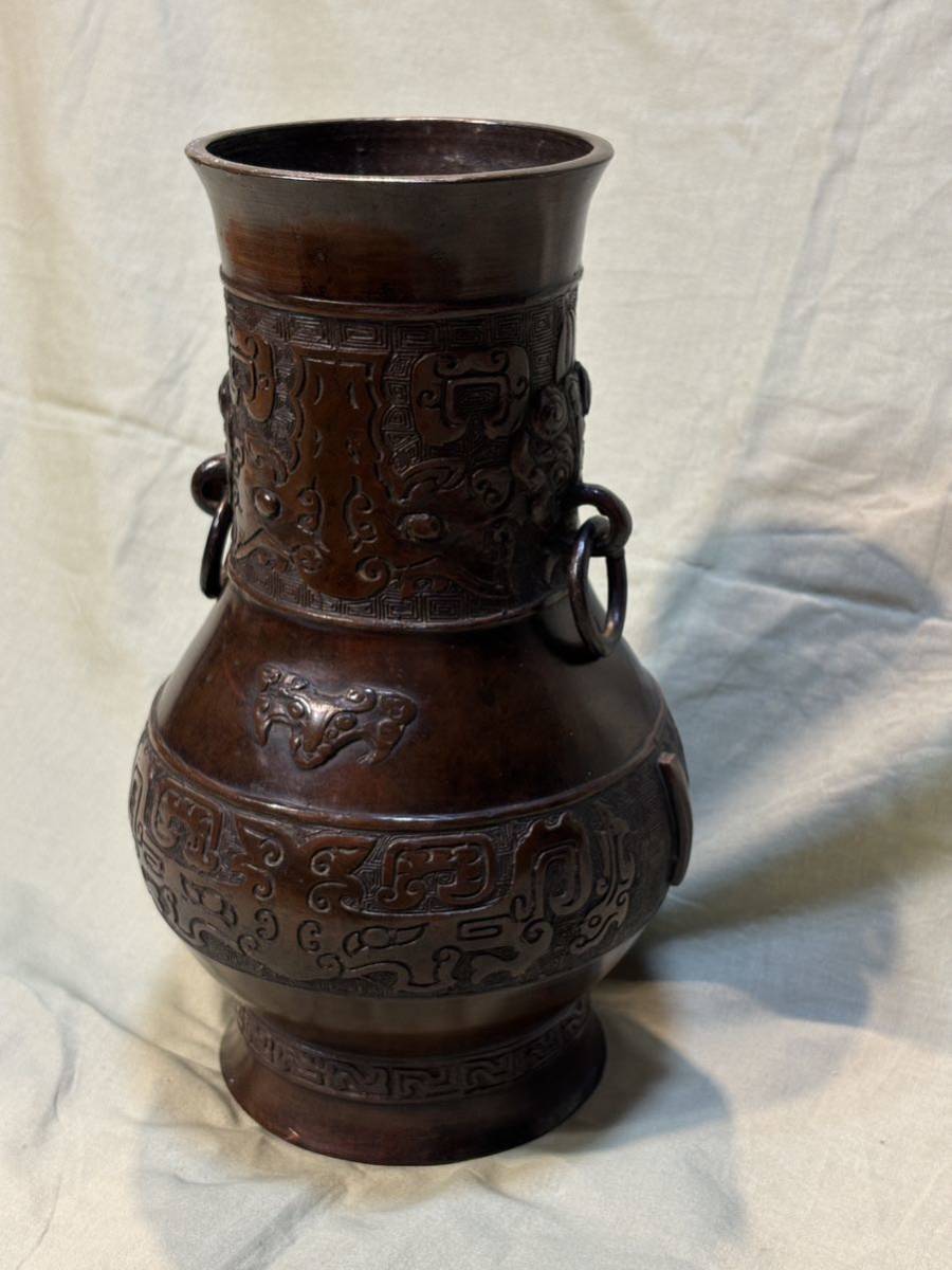 【古美術】中国　清時代　花瓶　 銅製 　古銅 　美術　 花器 【№.132】_画像3