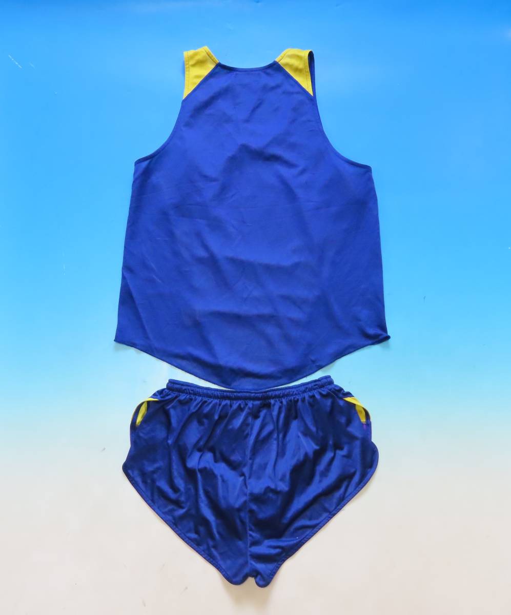 日本製ユニフォーム★アシックス gona陸上 ランニングギア ランシャツ ランパン（ネイビーブルー×イエロー×パープル） サイズ上下O_画像2