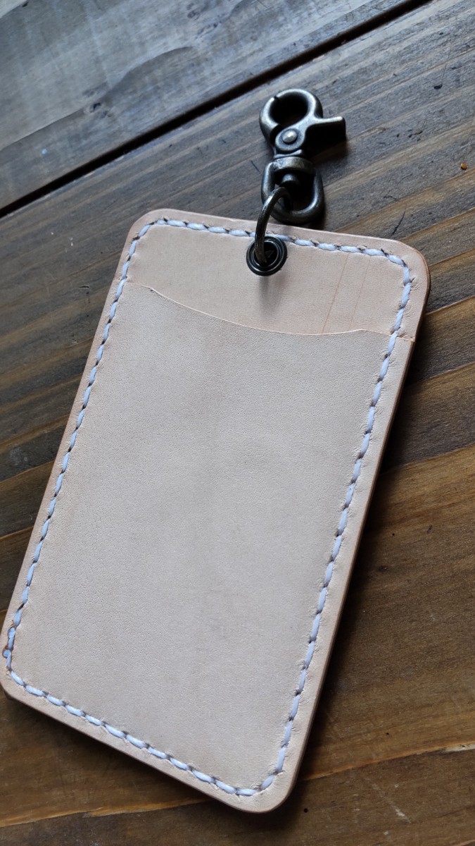  card-case, pass case saddle leather hand made leather craft * natural *64