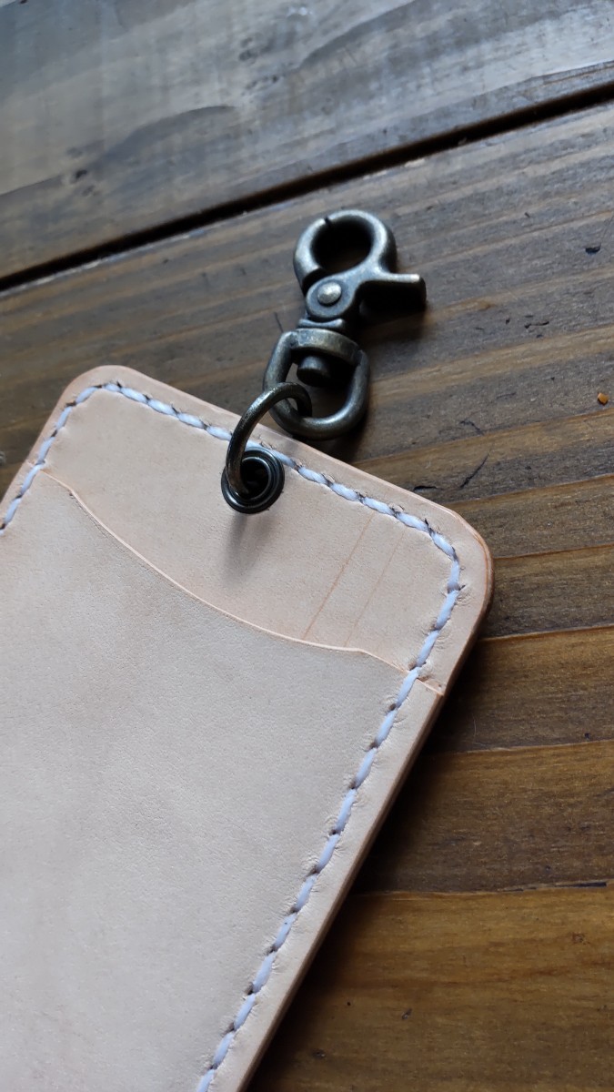  card-case, pass case saddle leather hand made leather craft * natural *64