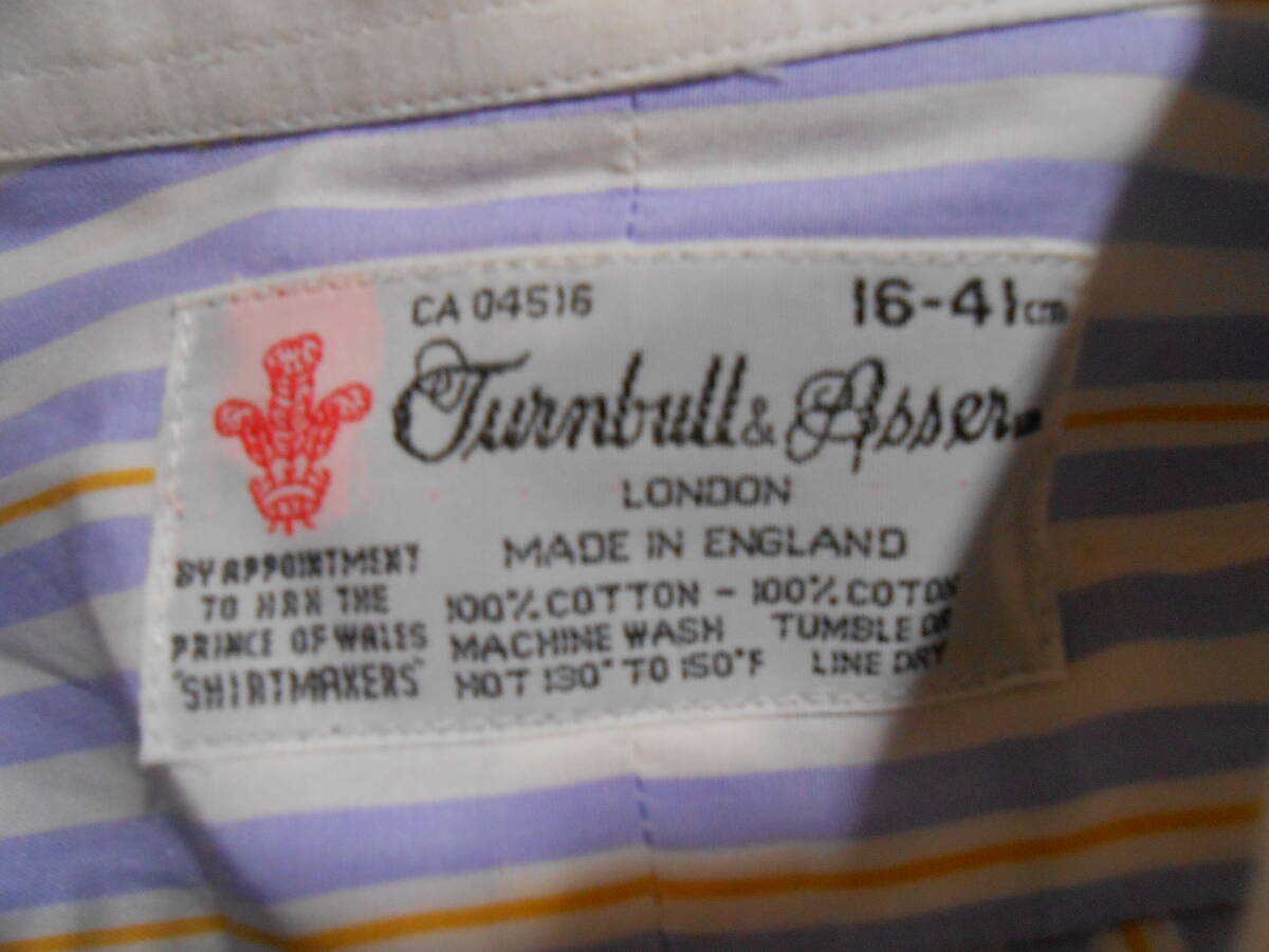 未使用（デッドストック） 英国高級老舗店 Turnbull & Asser ターンブル＆アッサー 旧タグ 別注品 セミビンテージ ドレスシャツ UK16_画像2
