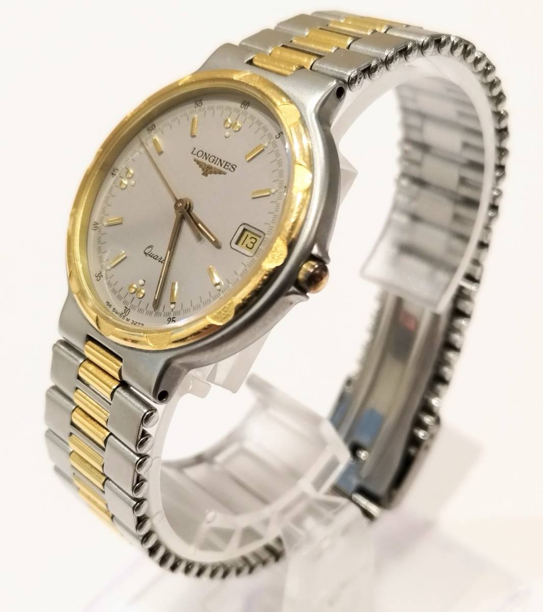 (SM1089) 1円～【電池交換済】LONGINES ロンジン コンクエスト L156.2 SS×GP コンビカラー シルバー文字盤 QZ クオーツ メンズ腕時計 _画像3