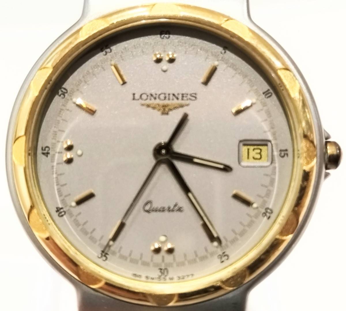 (SM1089) 1円～【電池交換済】LONGINES ロンジン コンクエスト L156.2 SS×GP コンビカラー シルバー文字盤 QZ クオーツ メンズ腕時計 _画像1