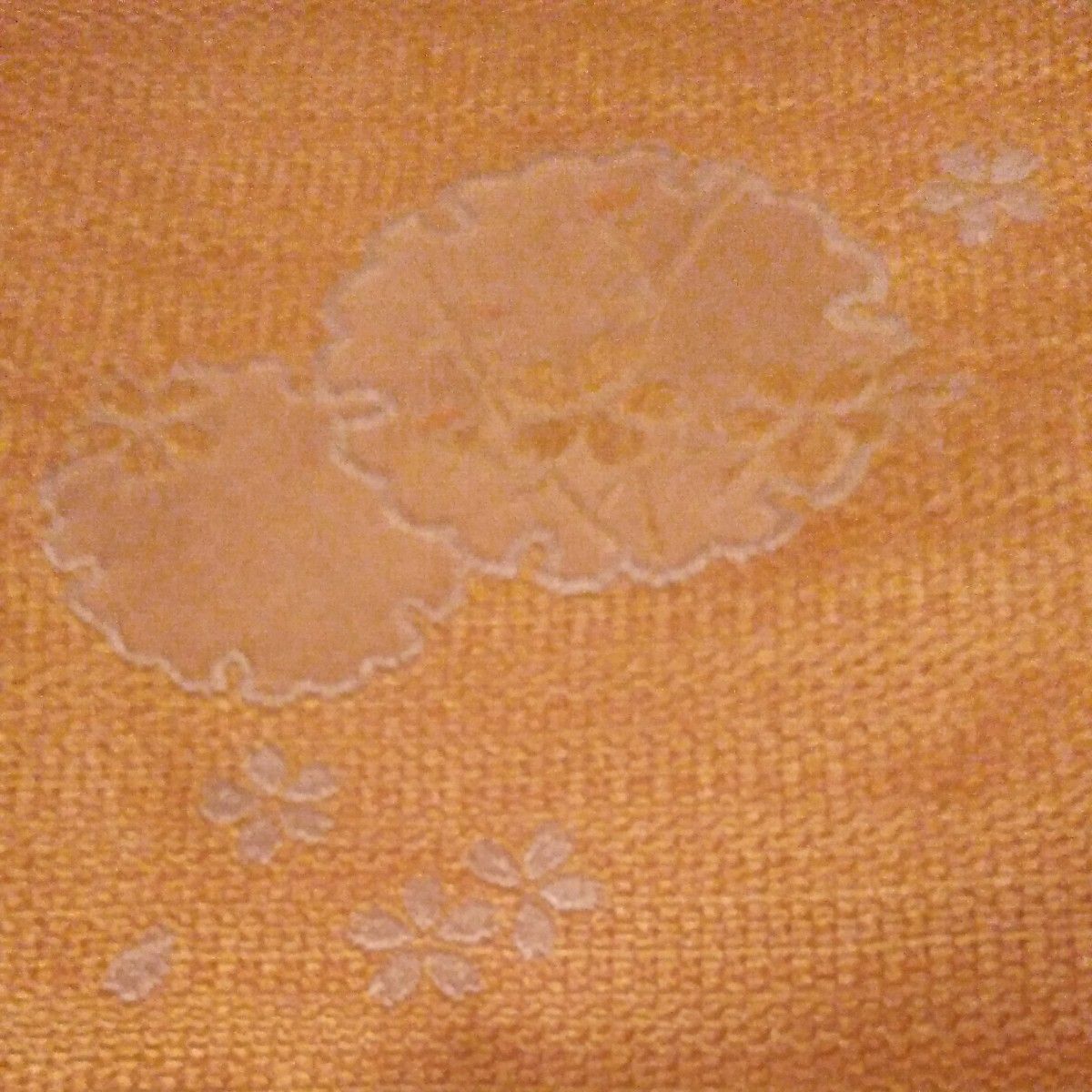 金茶織地袋名古屋帯 刺繍