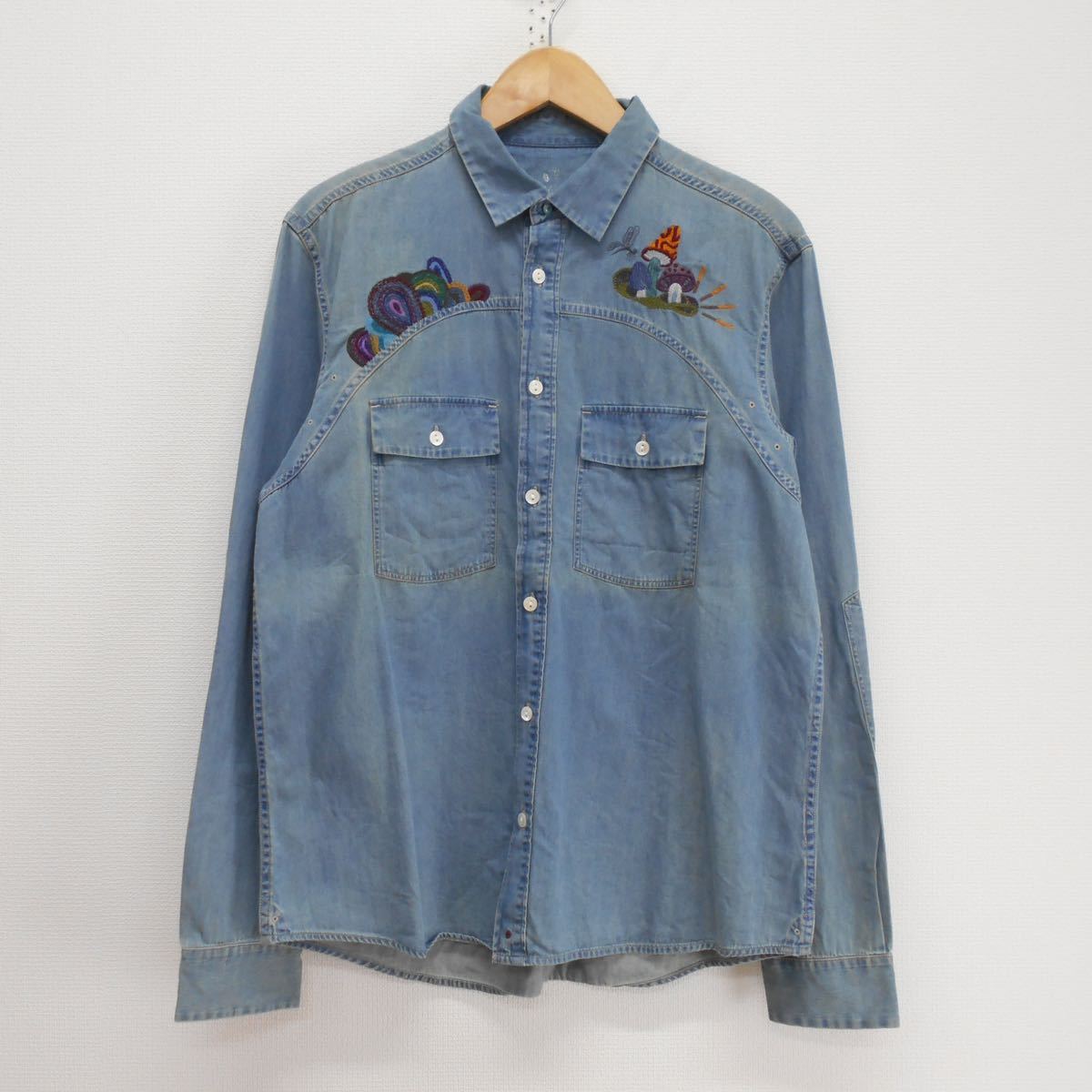 Paul Smith ポールスミス 長袖 デニムシャツ 刺繍 キノコ L Paul Smith ポールスミス 長袖 デニムシャツ 刺繍 キノコ L