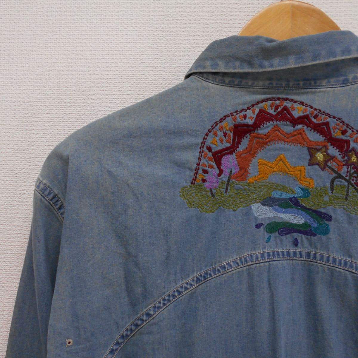 Paul Smith ポールスミス 長袖 デニムシャツ 刺繍 キノコ L Paul Smith ポールスミス 長袖 デニムシャツ 刺繍 キノコ L