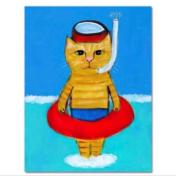 猫　レトロ　ねこ　アートポスター　リビング　玄関　トイレ　子ども部屋　キッチン　寝室　ディスプレイ　プレゼント　プール　水泳　海
