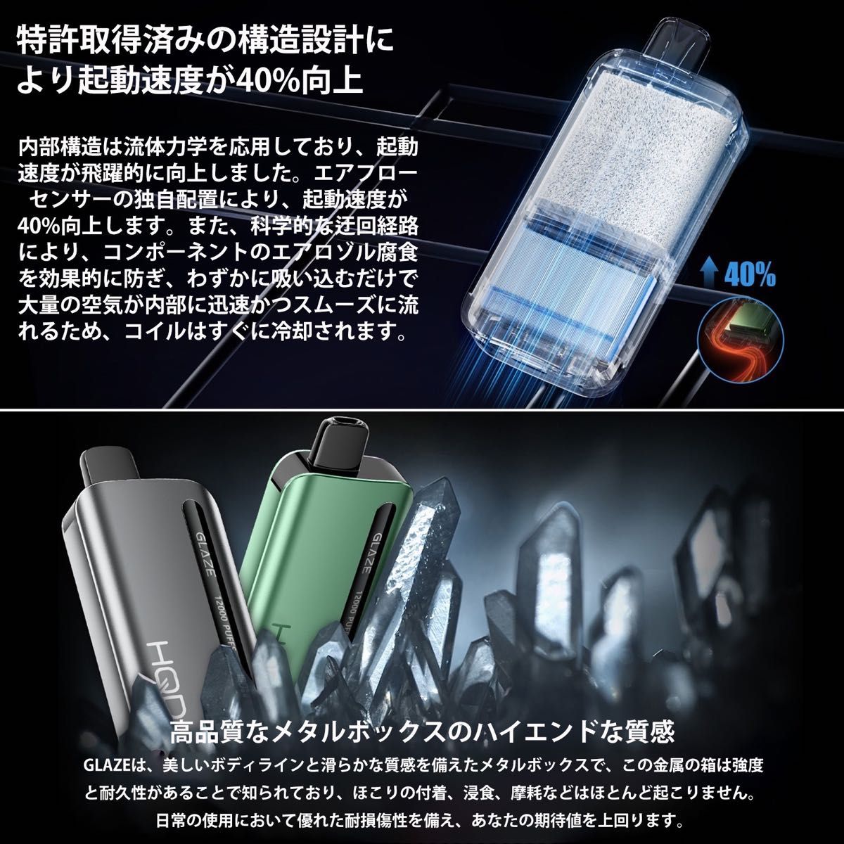 シーシャ 電子タバコ 使い捨て 12000回吸引 VAPE ベイプ 禁煙グッズ 水蒸気タバコ 禁煙パイポ アイスミント