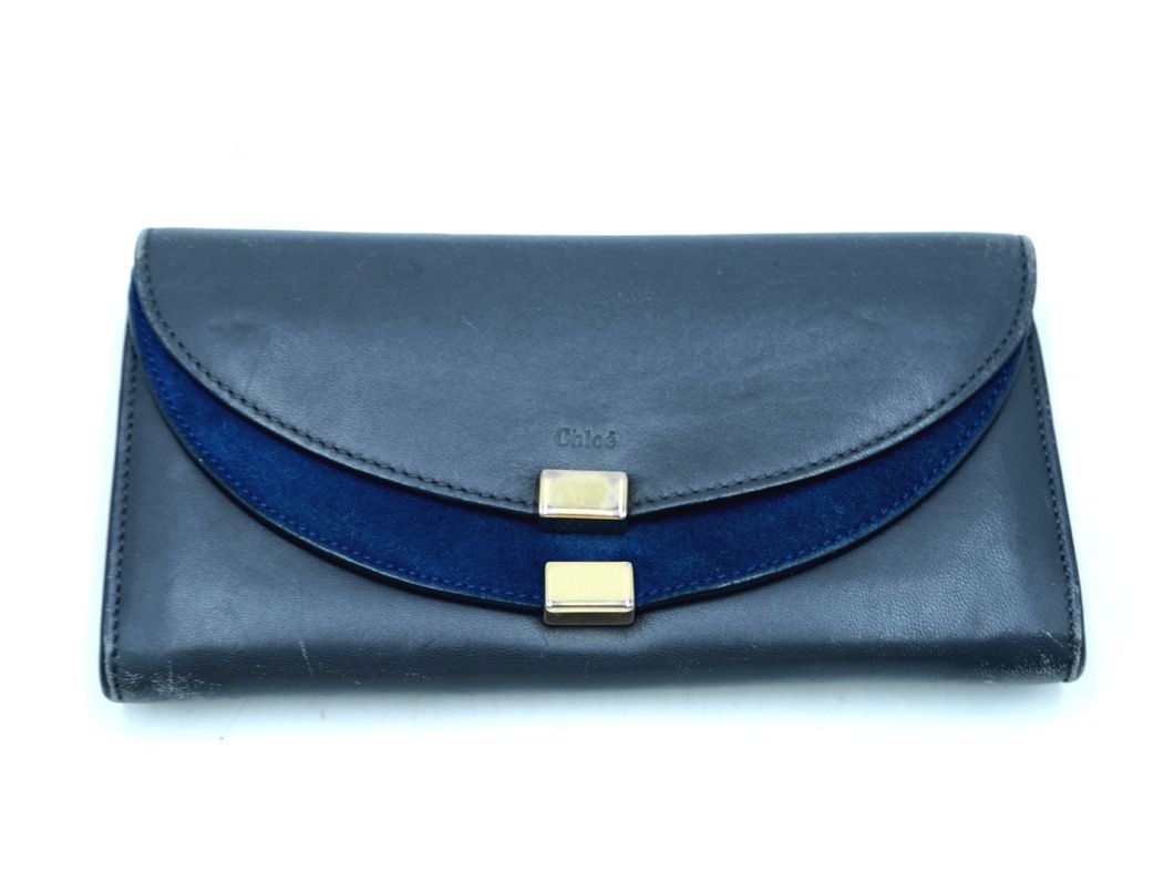 Chloe Chloe George a long wallet navy blue ## * eba2 lady's 