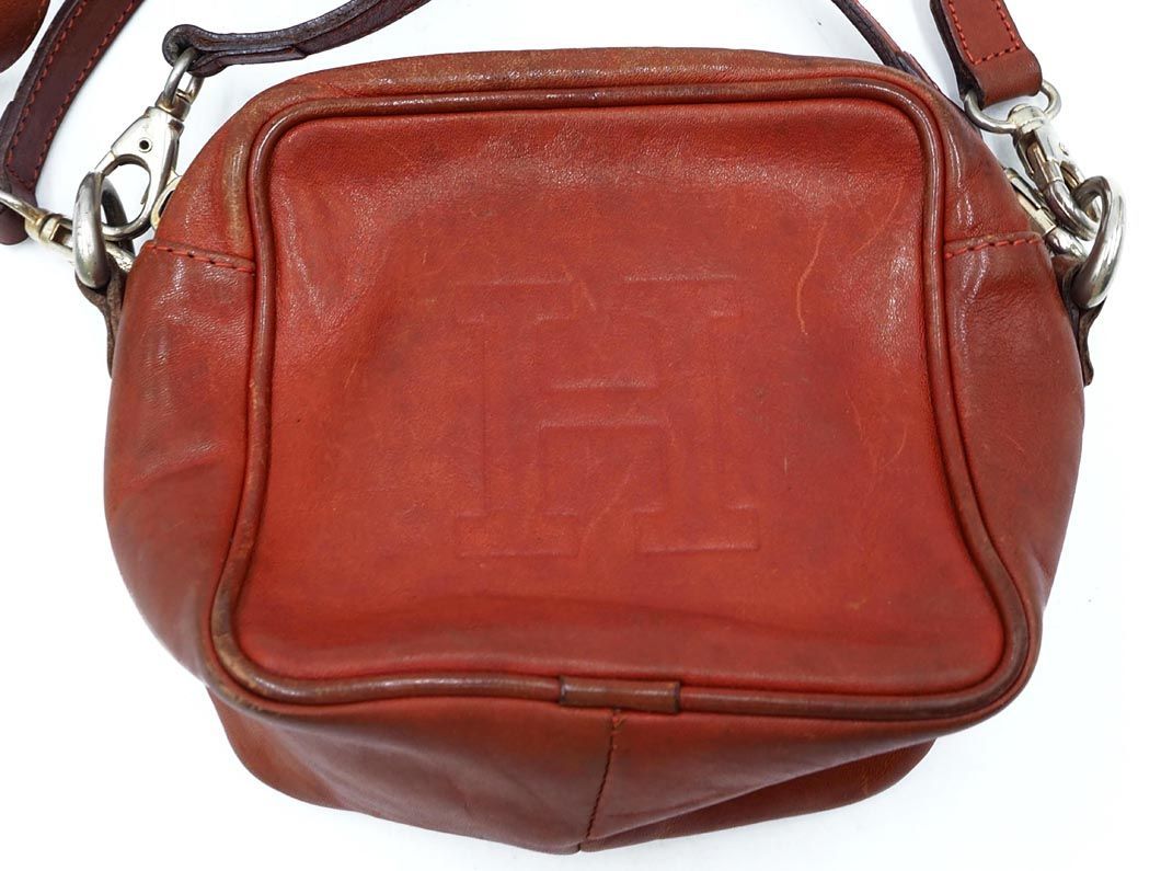 HIROFU Hirofu leather Logo type pushed . Mini shoulder bag tea ## * ebb5 lady's 