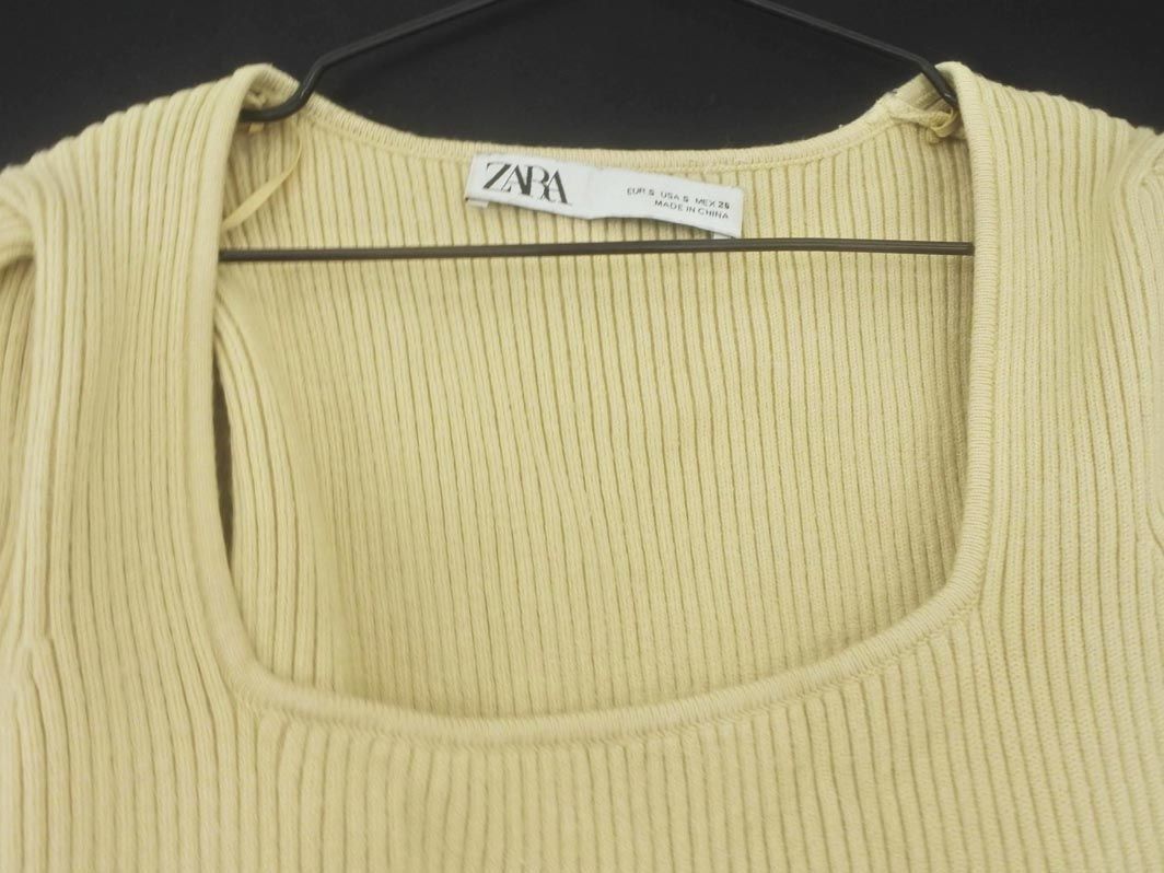ZARA Zara квадратное шея вязаный свитер sizeS/ бежевый *# * eba1 женский 