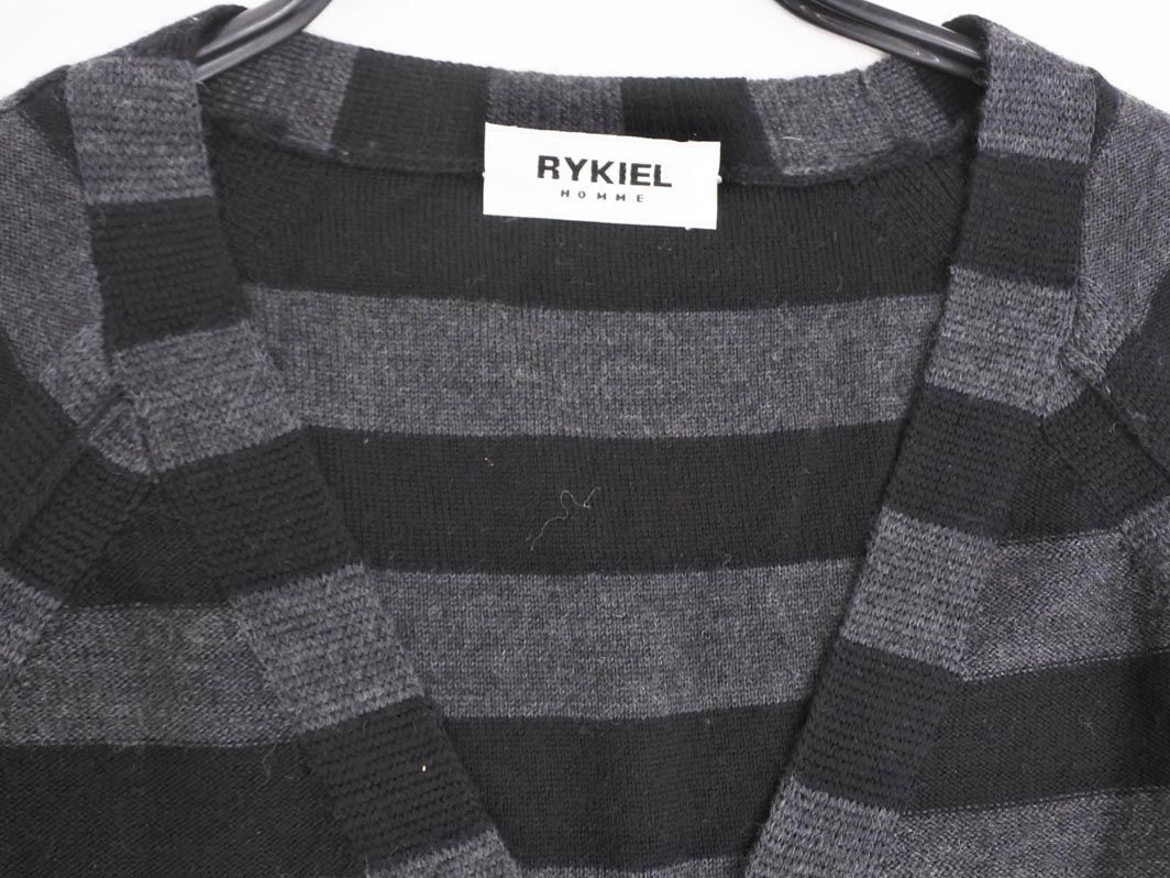 Rykiel Homme リキエルオム ウール100% ボーダー ニット セーター size46/グレーｘ黒 ◇■ ☆ eba2 メンズ_画像3