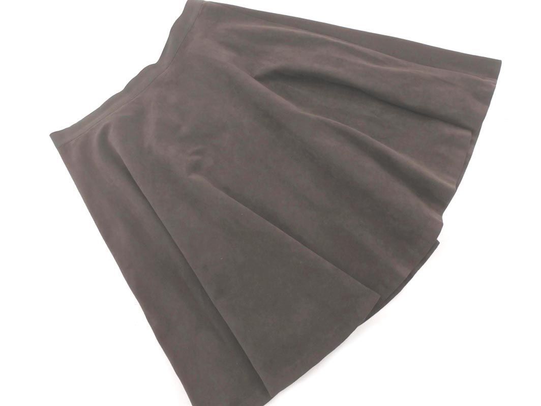 INED Ined large size suede style flair skirt size15/ tea *# * eba2 lady's 