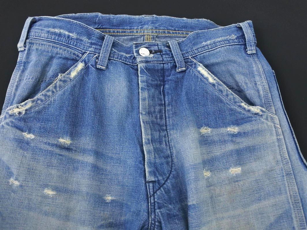 Lee Lee button fly damage processing Denim painter's pants size29/ blue ## * eba6 men's 