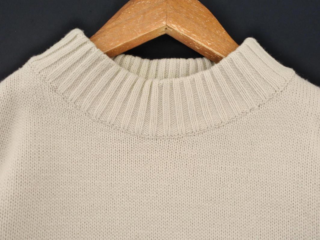 PROFILE profile wool . high‐necked knitted sweater size38/ ivory *# * eba9 lady's 