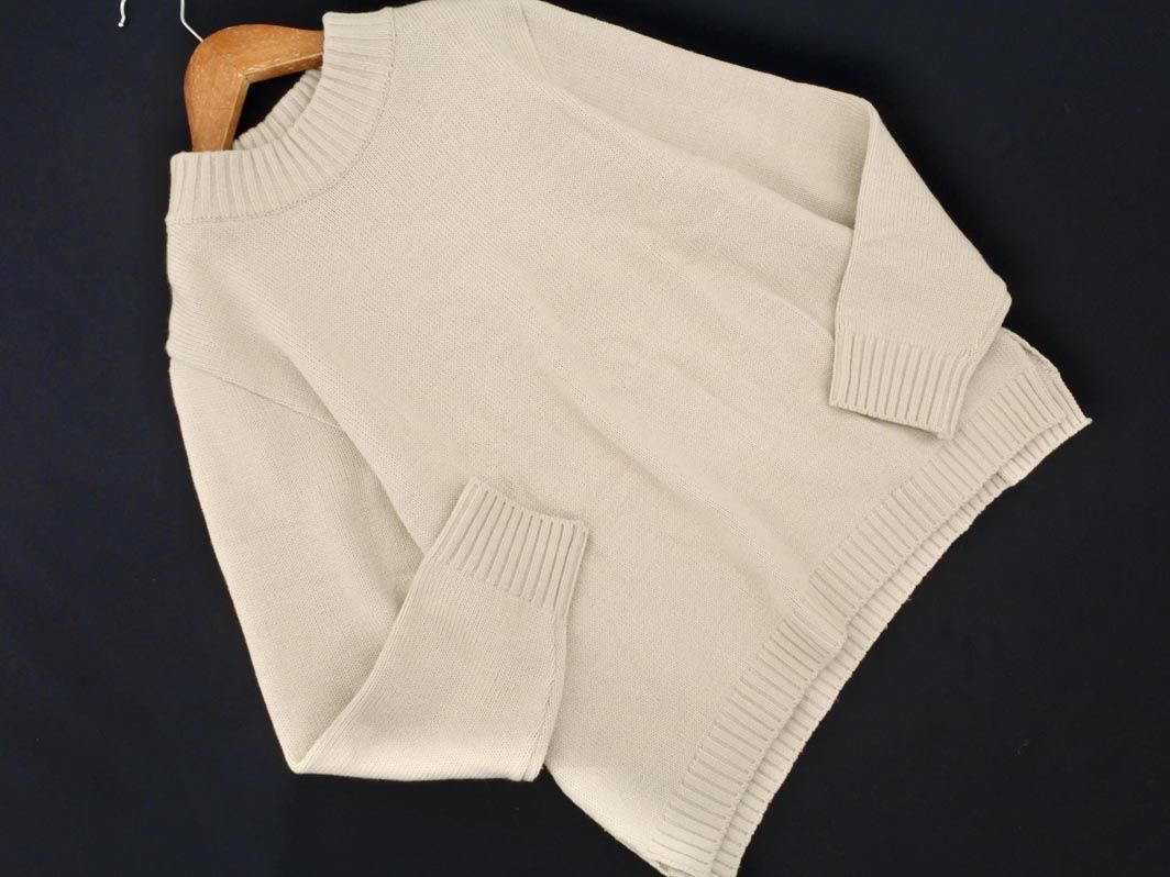 PROFILE profile wool . high‐necked knitted sweater size38/ ivory *# * eba9 lady's 