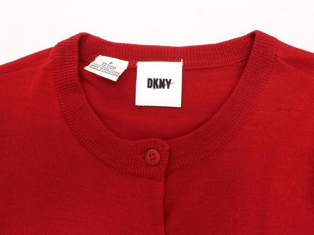 DKNY Donna Karan New York шерсть 100% кардиган sizeP/ красный *# * eba9 женский 