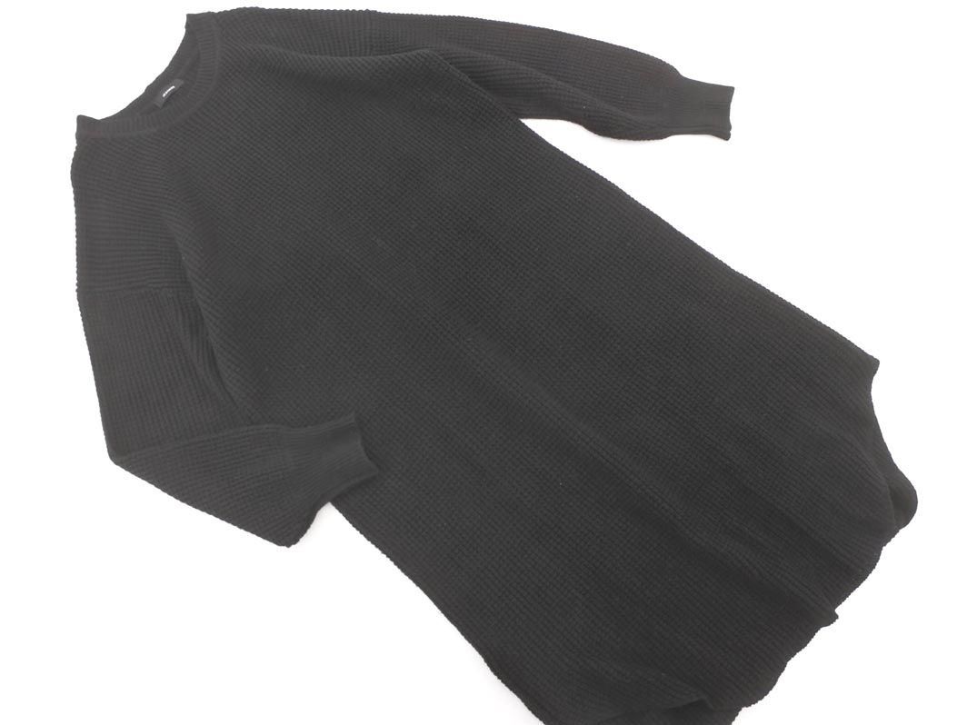 JEANASIS Jeanasis side slit knitted One-piece sizeF/ black *# * ebb3 lady's 