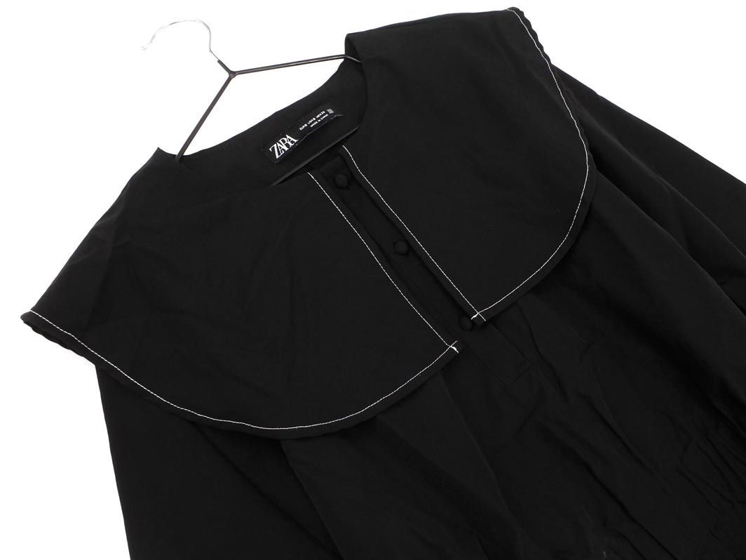 ZARA ザラ ステッチ ビッグカラー ティアード ワンピース sizeS/黒 ◇■ ☆ ebb3 レディース_画像2