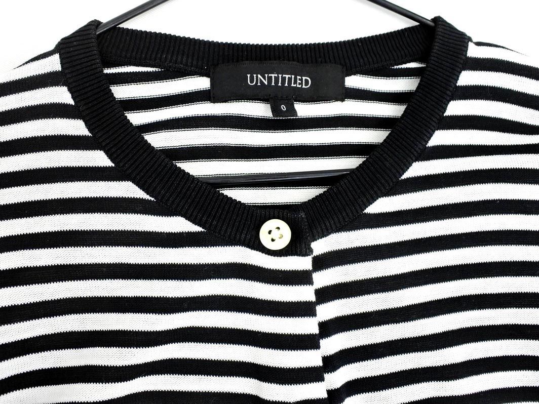 UNTITLED Untitled border knitted cardigan size0/ white x black *# * ebb4 lady's 