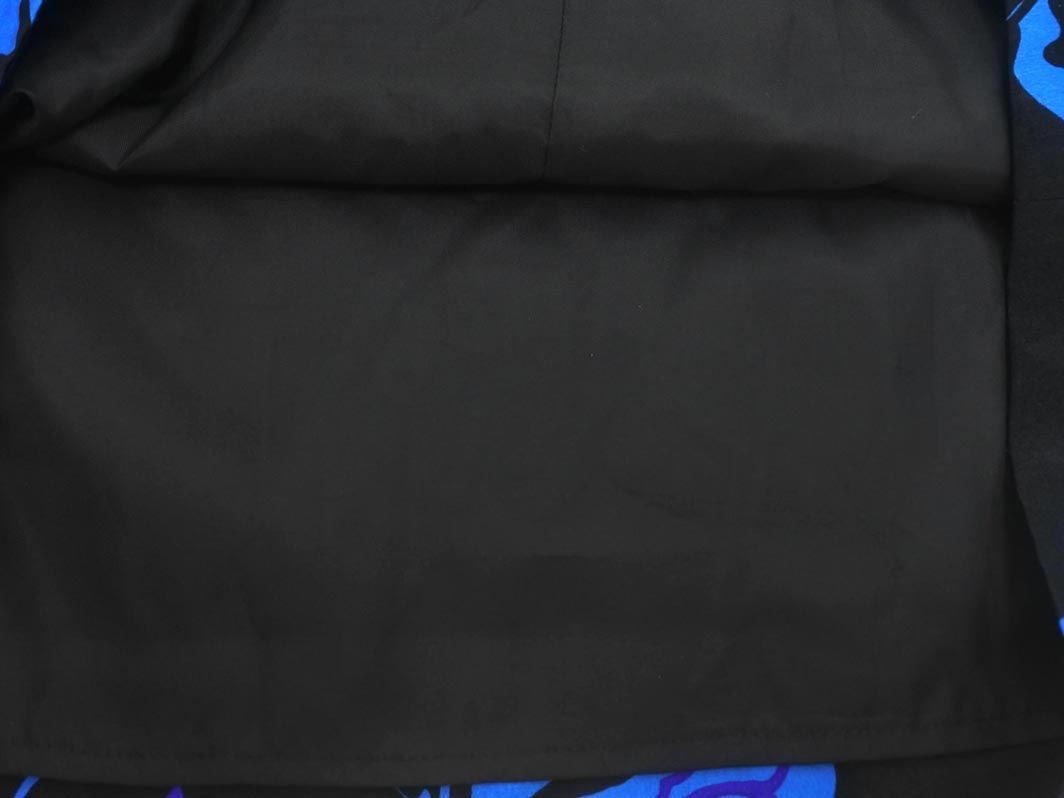 ネコポスOK ESTNATION エストネーション サテン 花柄 タック スカート size38/黒ｘ青 ■■ ☆ ebb4 レディース_画像5