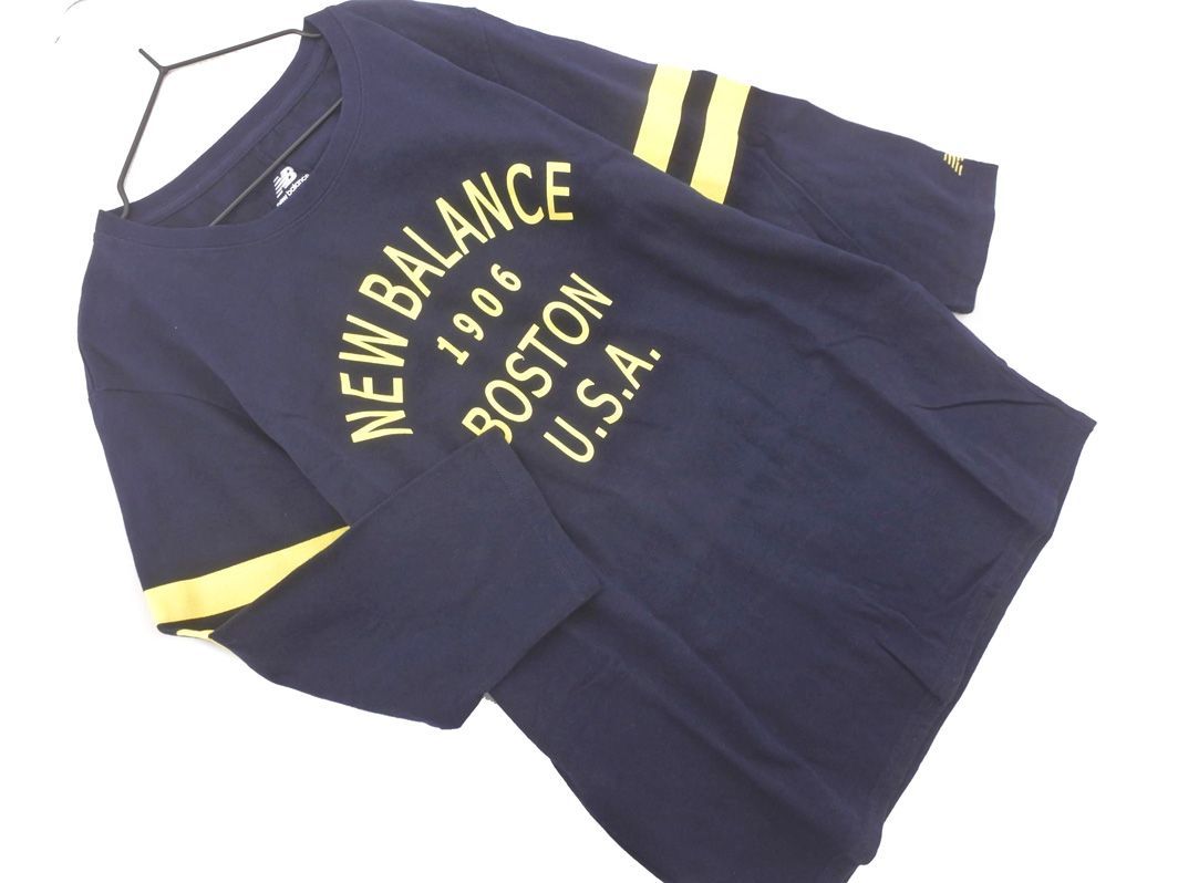 New Balance ニューバランス プリント ロゴ 刺繍 Tシャツ sizeXL/紺 ■◇ ☆ ebb6 レディース_画像1