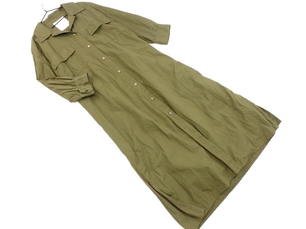 PAGEBOY Pageboy 7 minute sleeve military long shirt One-piece sizeF/ khaki #* * ebc0 lady's 