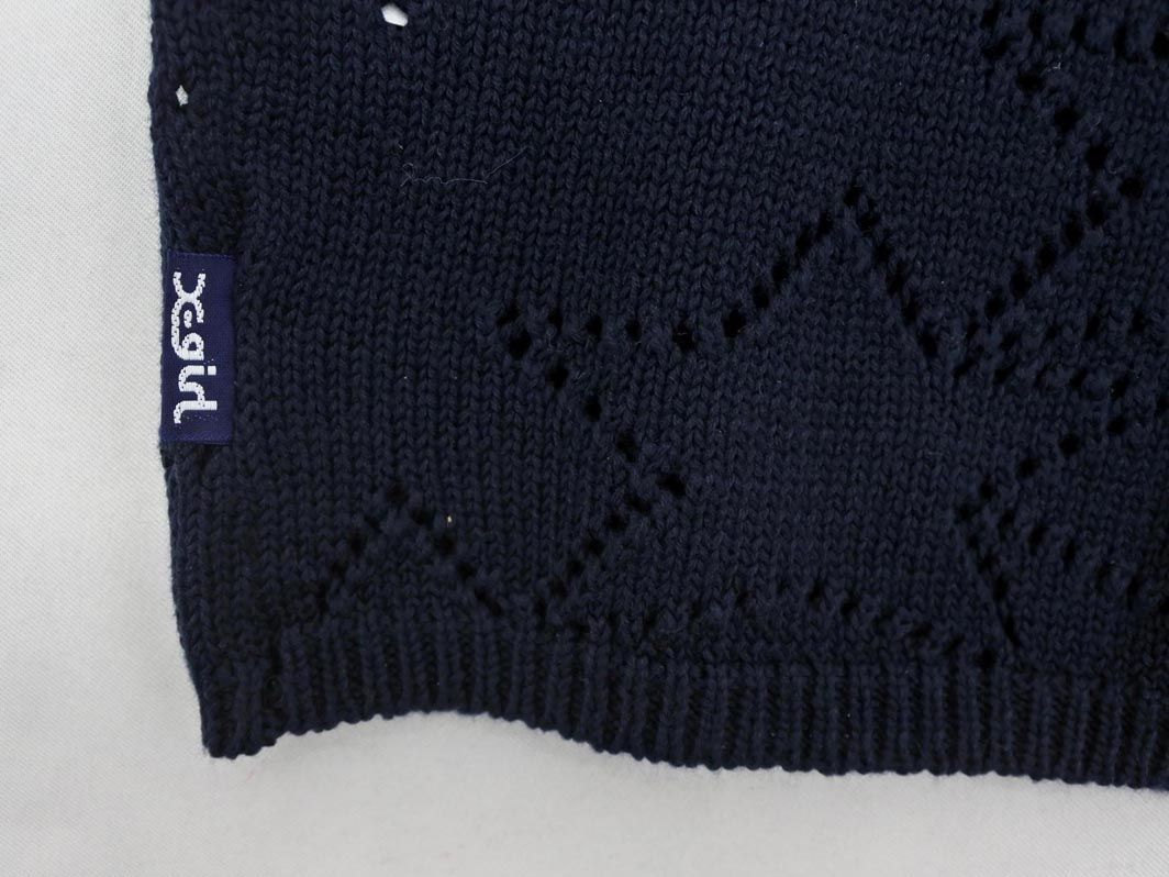 エックスガール 星柄 透かし編み ニット セーター size1/紺 ■◇ ☆ ebc0 レディースの画像6
