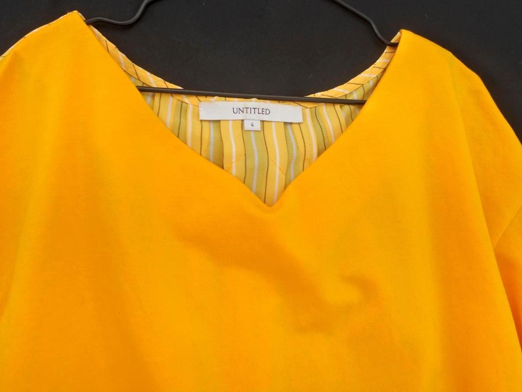 UNTITLED Untitled chiffon stripe switch do Lost cut and sewn size4/ yellow *# * ebc6 lady's 
