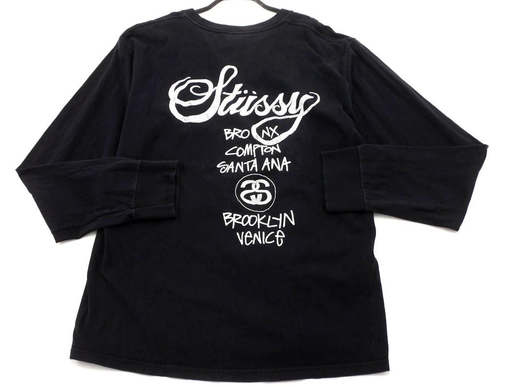 STUSSY ステューシー プリント 長袖 Tシャツ sizeM/黒 ■◇ ☆ ebc8 メンズ_画像7