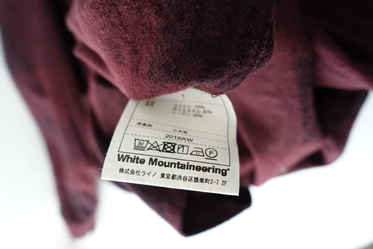 White mountaineering 18AW ビックポケット チェック シャツ ホワイトマウンテニアリング 1サイズ　ネルシャツ_画像6