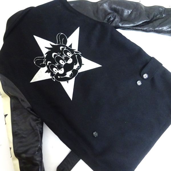 ◆KIDILL キディル スタジャン コート ジャケット 袖切替 黒×白 ブラック_画像9
