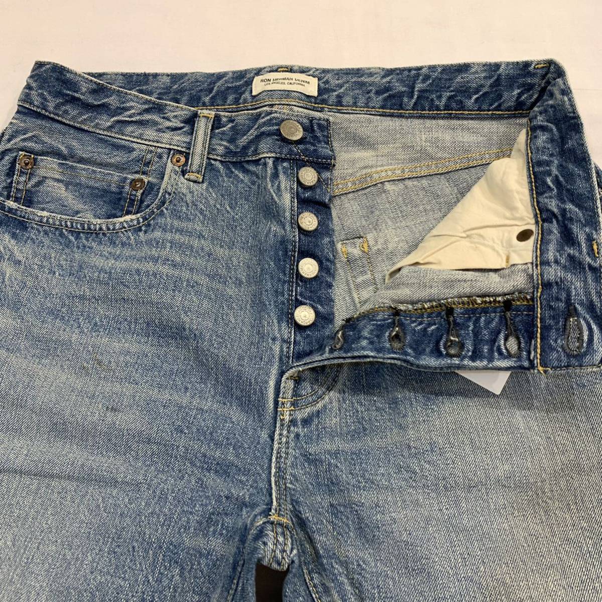 新品 2021 Ron Herman Used Straight Denim Shorts ロンハーマン ユーズド加工 ストレート デニム ショーツ S_画像6