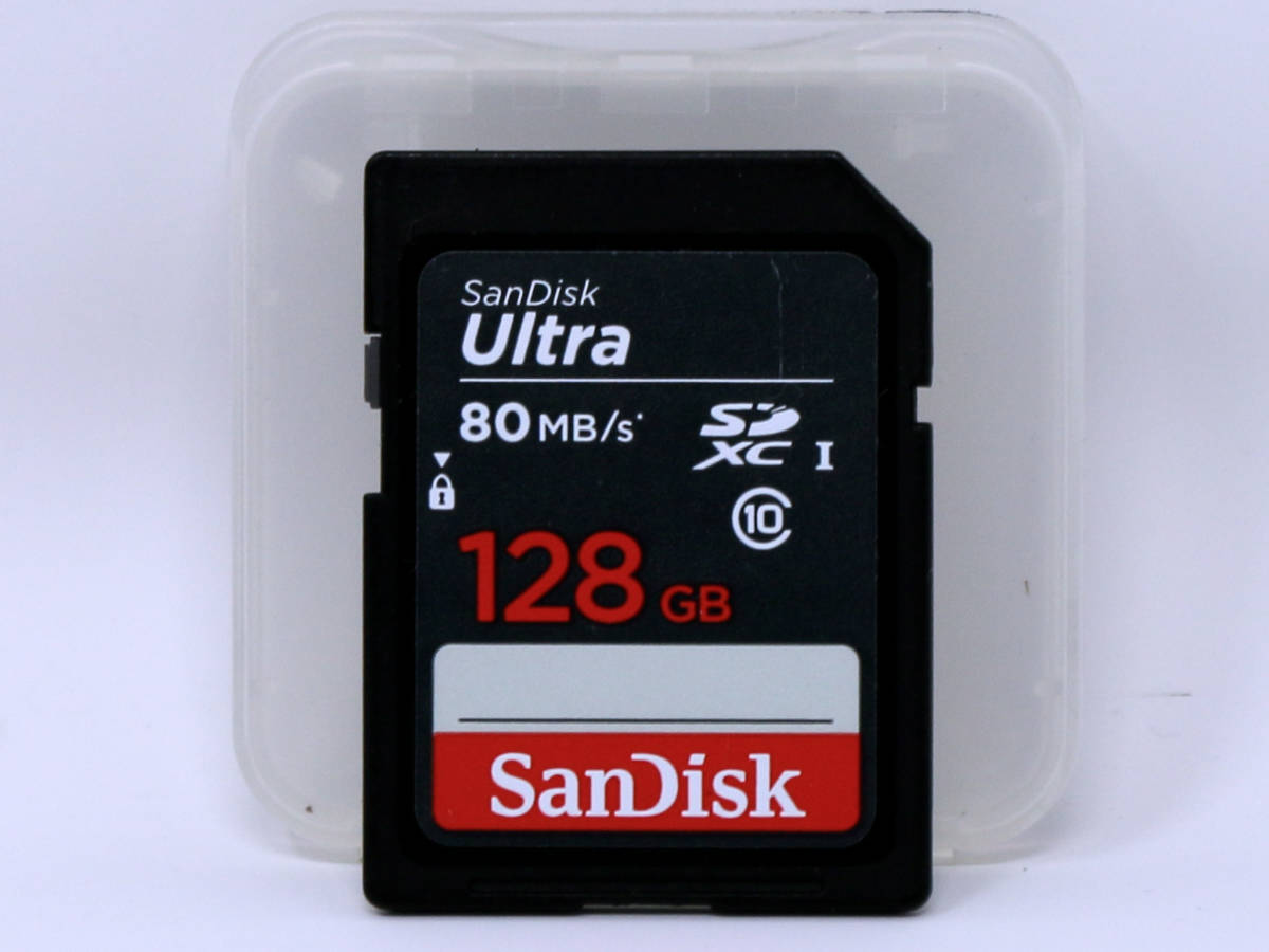 ◆◇中古美品◇高速転送 SDカード 128GB 【SanDisk Ultra 128GB】80MB/s Speed Class10◇ケース付属★ SDXCカード◇◆の画像1