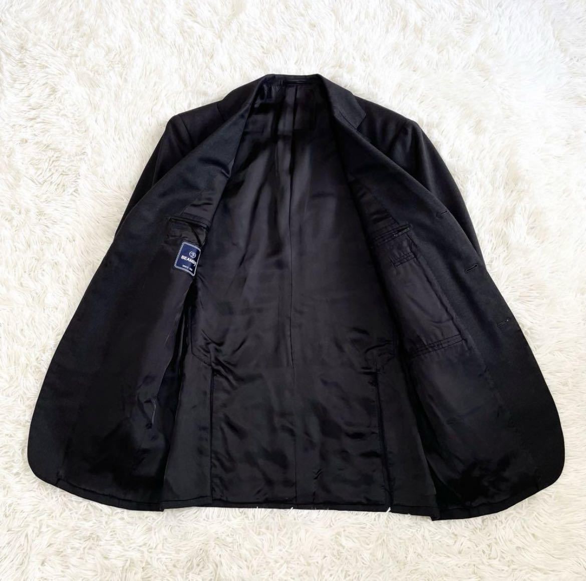 1円〜　BEAMS F ビームスエフ テーラードジャケット カシミヤ混 ウール ブラック L相当 大きいサイズ_画像5