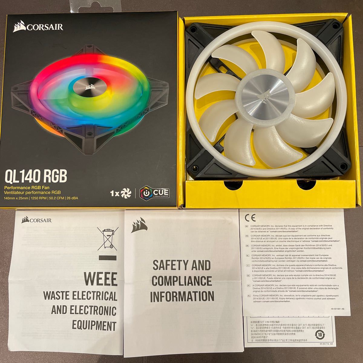 Corsair iCUE QL140 RGB 140mm PWM Single Fan ( вентилятор расширение для одиночный товар модель ) 140mm вентилятор lCO-9050099-WW кейс вентилятор Corse aLED