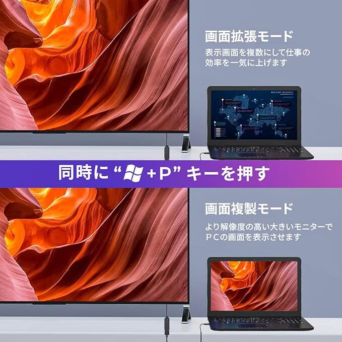 RayCue USB C HDMI 変換アダプター 4K Thunderbolt 3/4 デバイス_画像5