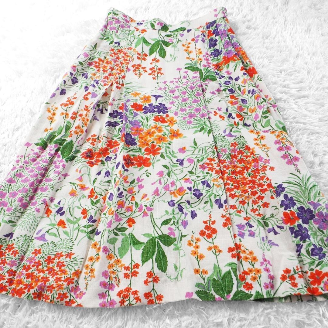 ロベチカ Rovetica フレアスカート 花柄 プリーツ ロング 日本製 昭和レトロ_画像3