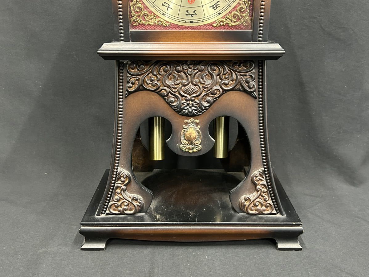 【T12】Meiji 和時計 大名時計 振り子時計 クオーツ 稼働品 旧家整理品_画像4
