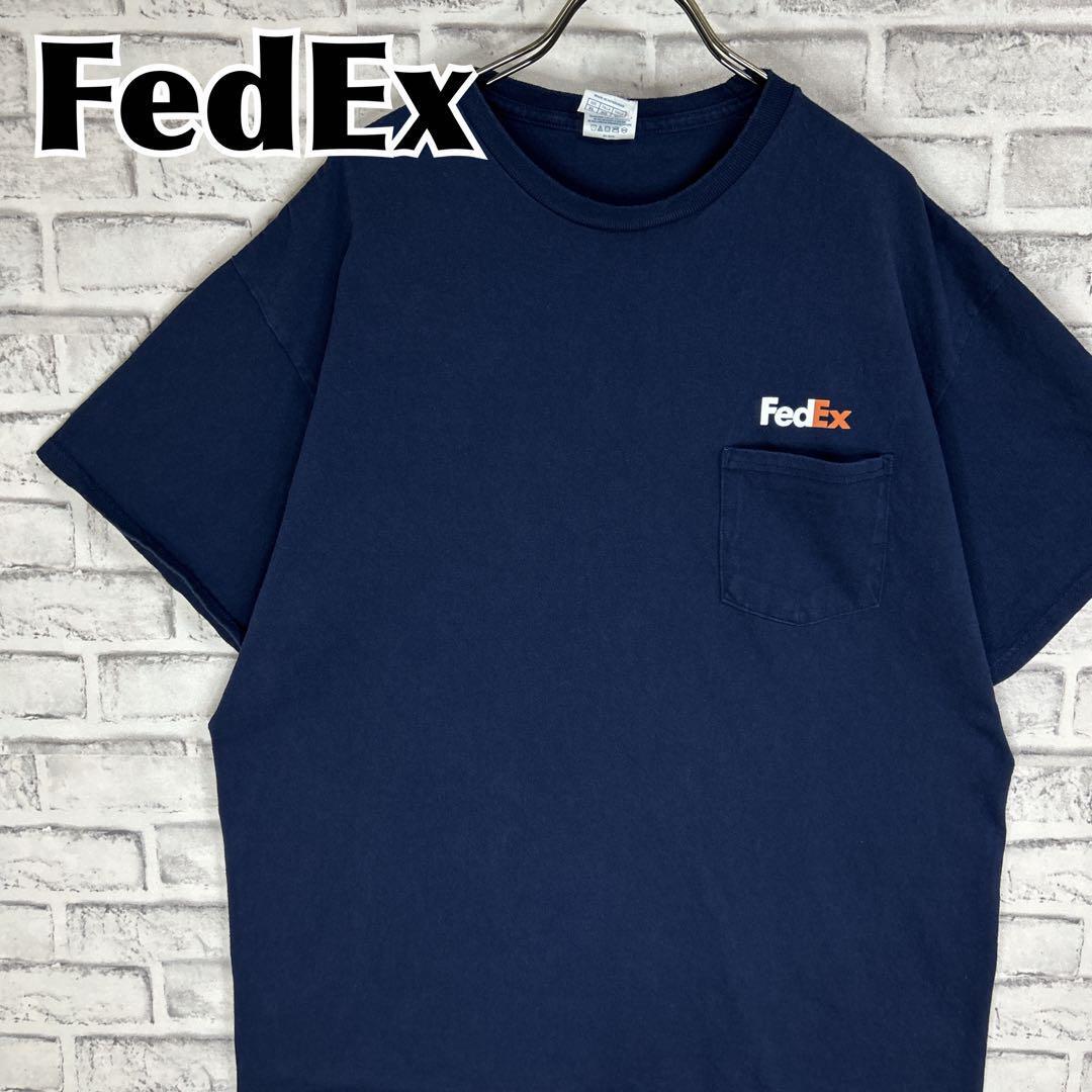 FedEx フェデックス ワンポイント 胸ポケット Tシャツ 半袖 輸入品 春服 夏服 海外古着 企業 会社 運送 配送 輸入 輸出 貿易 クーリエ_画像1