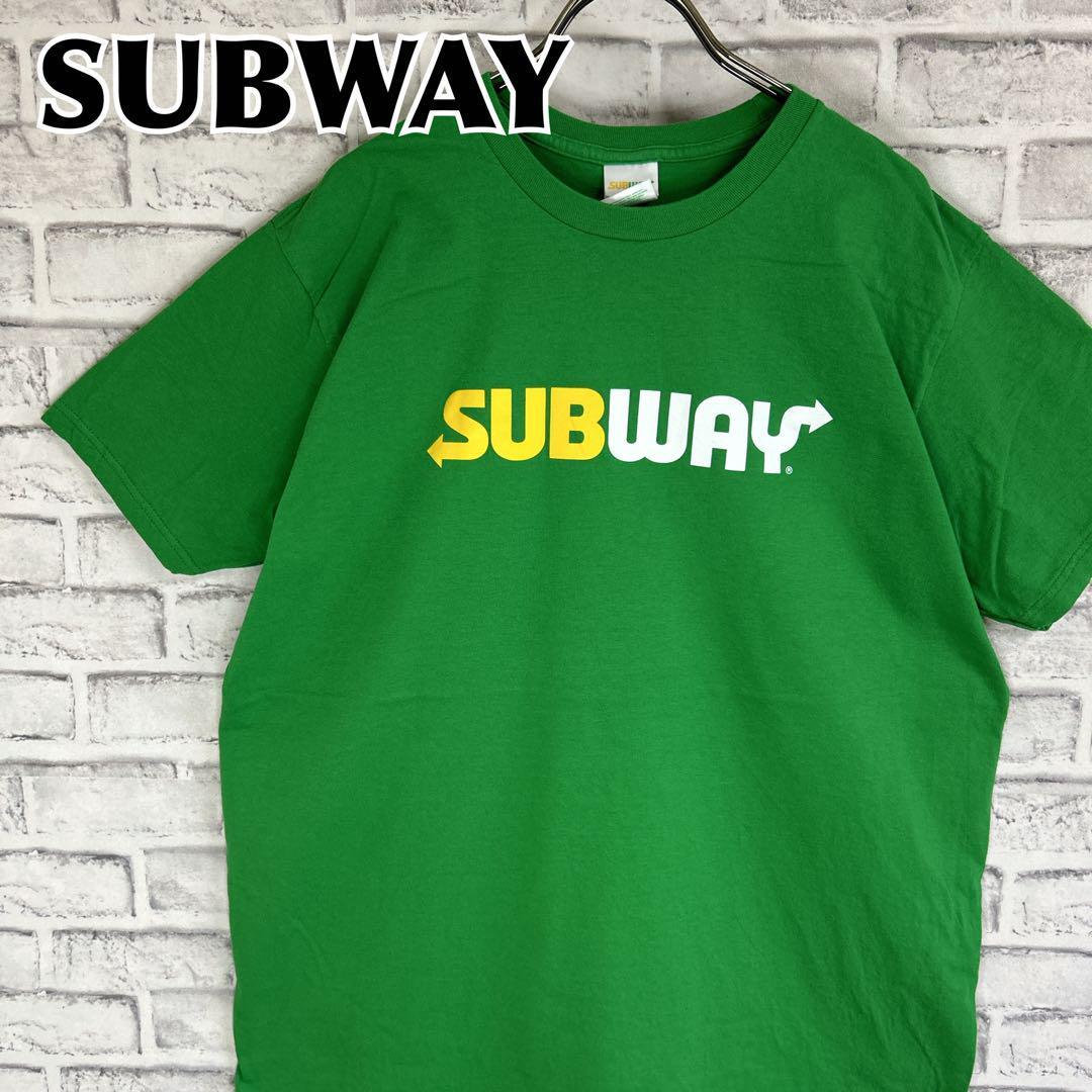 SUBWAY サブウェイ センターロゴプリント 企業ロゴ Tシャツ 半袖 輸入品 春服 夏服 海外古着 会社 ファストフード サンドウィッチ_画像1