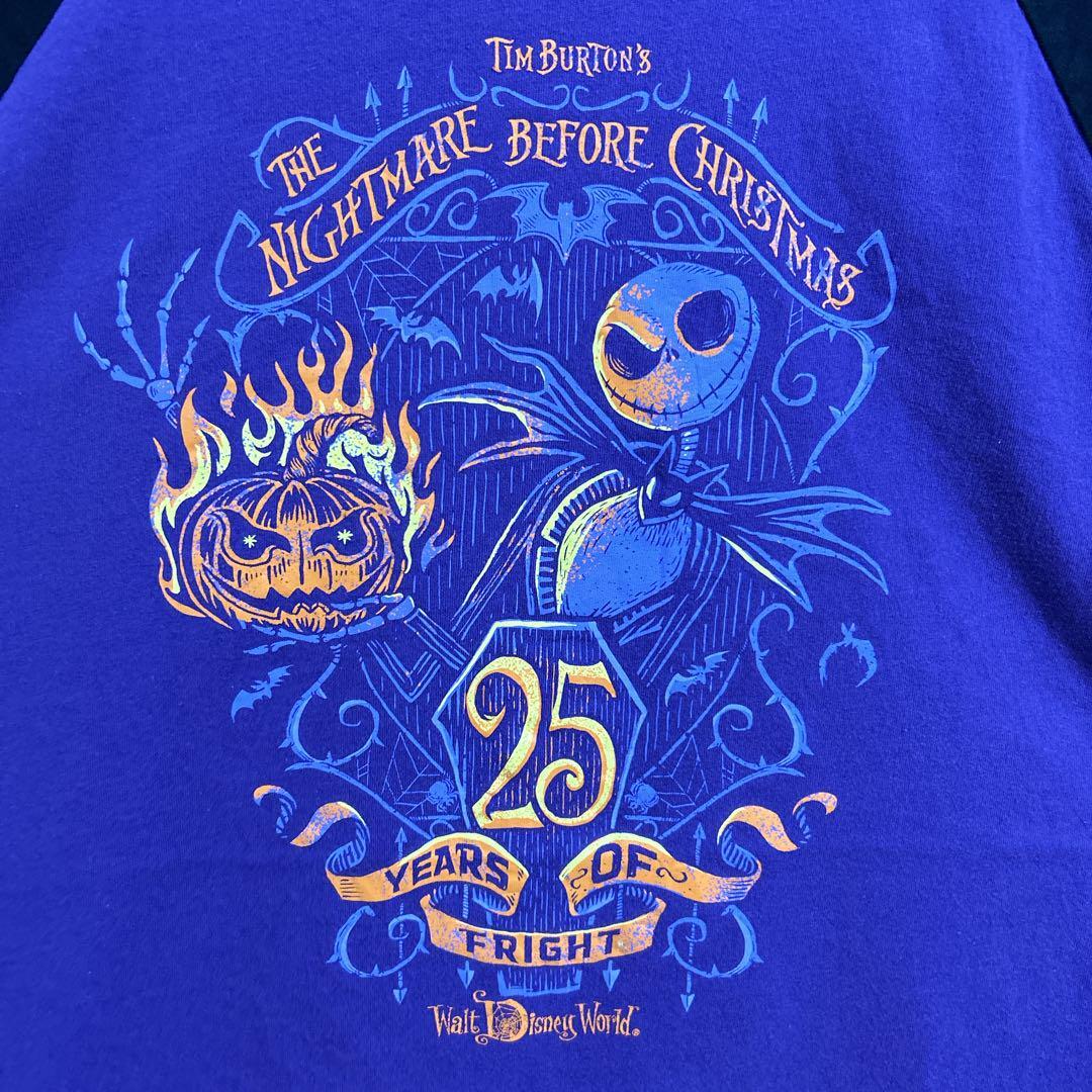 The Nightmare Before Christmas ナイトメアービフォアクリスマス 25イヤーオブフライト 25周年 Tシャツ 七分袖 輸入品 春服 夏服 海外古着_画像4