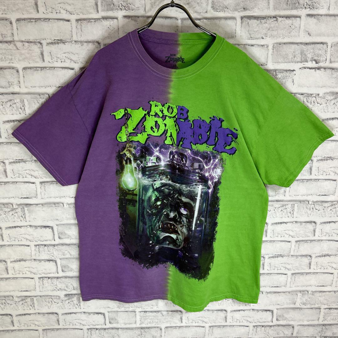 Rob Zombie ロブゾンビ Monster Split Tシャツ 半袖 輸入品 春服 夏服 海外古着 ロゴ ロック 音楽 ミュージック カラフル  バイカラー 切替