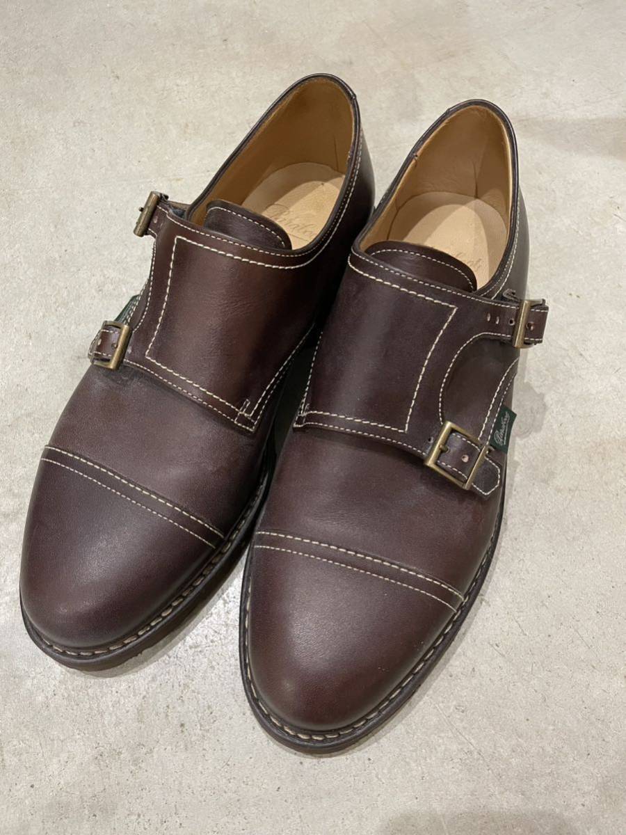 極美品　パラブーツ SIZE 7.5【Paraboot ウィリアム/WILLIAM】MARRON LIS CAFE ダブルモンク カフェ 茶 メンズ_画像1