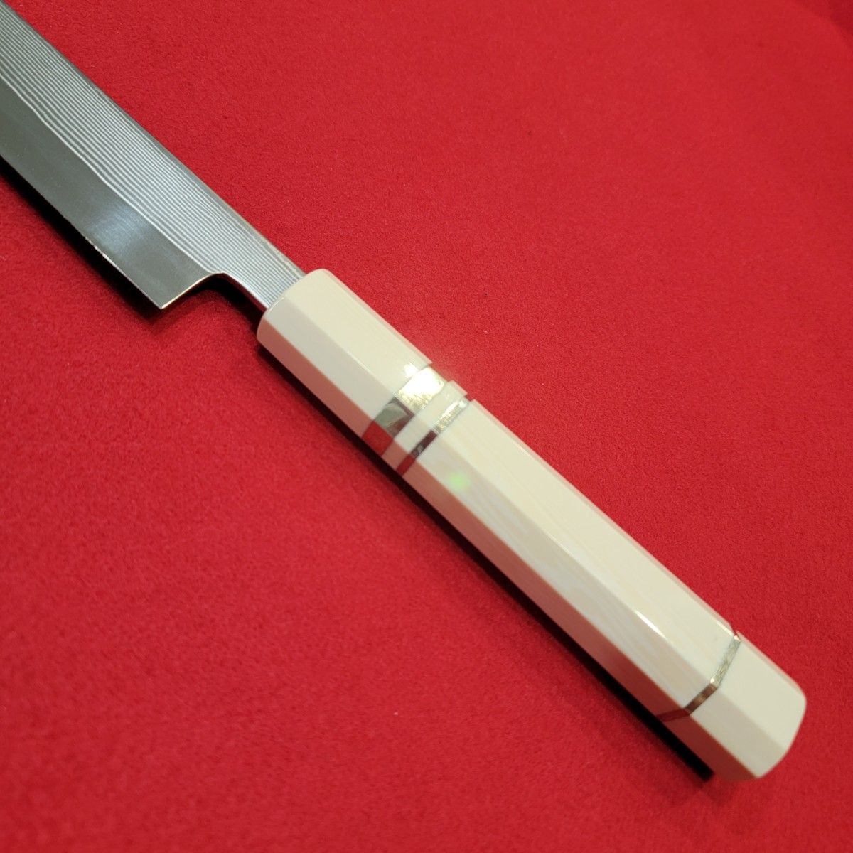 V金10号ダマスカス柳刃包丁 九寸270mm 黒打ち槌目仕上 両刃 V金10号ダマスカス柳刃包丁 九寸270mm 黒打ち槌目仕上 両刃