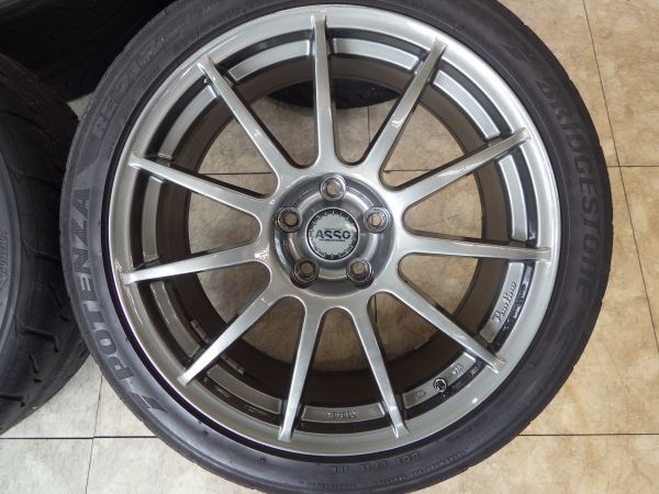 M 送料無料 ASSO パルティーレ 18 5H110 8J+38 235/40R18 ブリヂストン ポテンザ アルファロメオ ジュリエタ ハイグリップ オメガワゴン_画像2