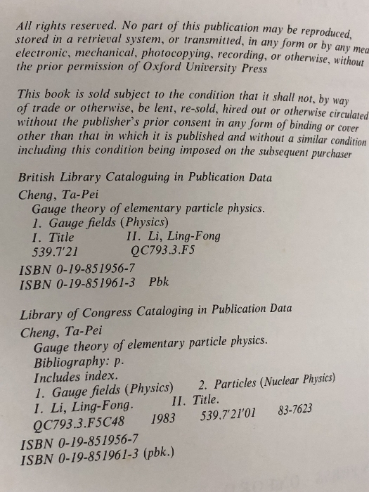 洋書 Gauge Theory Of Elementary Particle Physics (Oxford Science Publications) Oxford University Press, USA Cheng, Ta-Pei_画像2