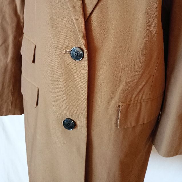 qualitekalite spring coat Chesterfield coat Brown size 2 cotton polyester long outer tailored 