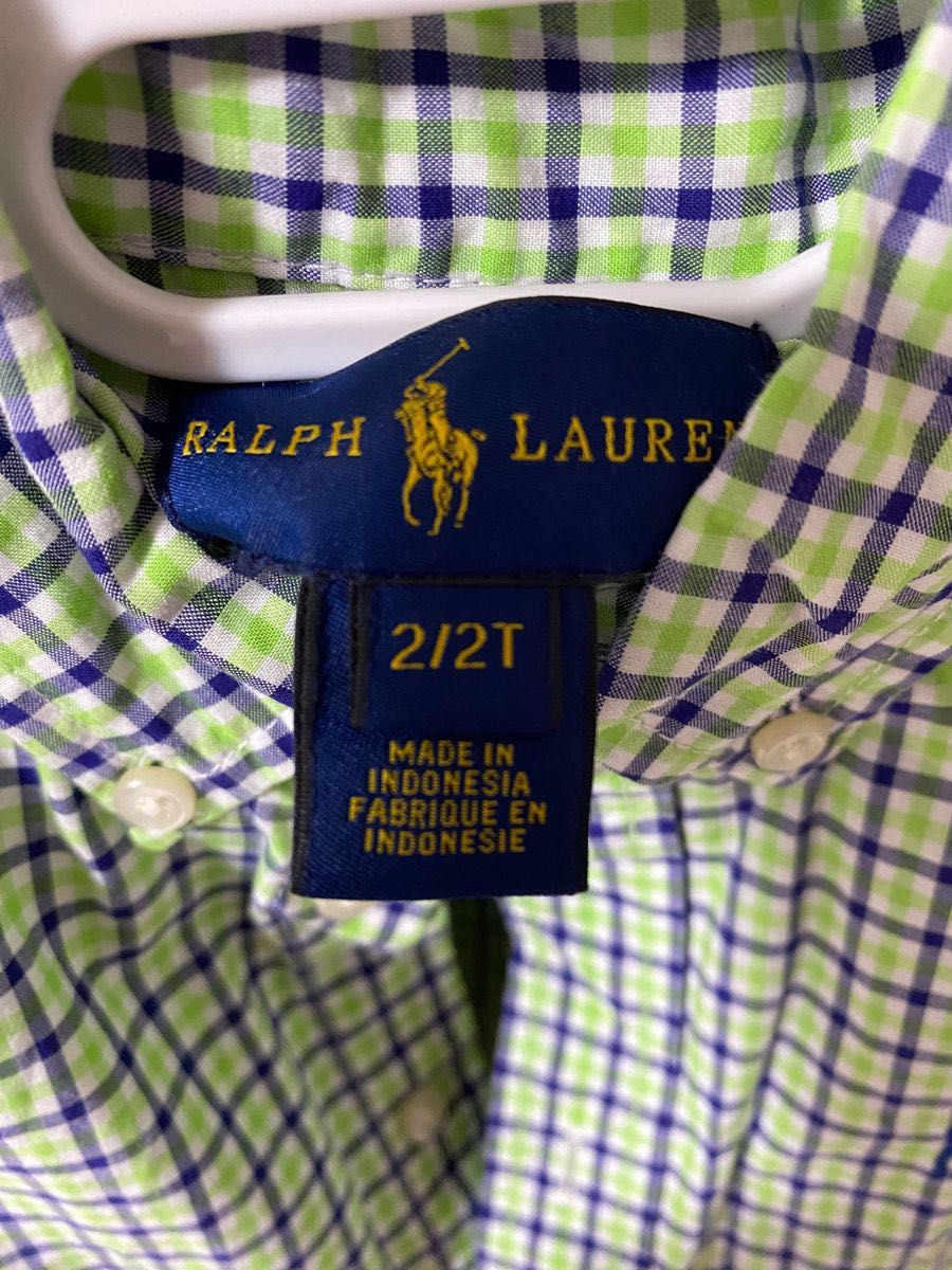 【美品】POLO RALPH LAUREN ポロ ラルフローレン　チェック長袖ボタンダウンシャツ　2／2T