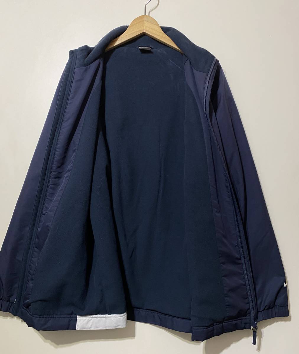 * NIKE men's lining fleece full Zip jacket navy navy blue L Zip up blouson windbreaker embroidery Logo warm-up 